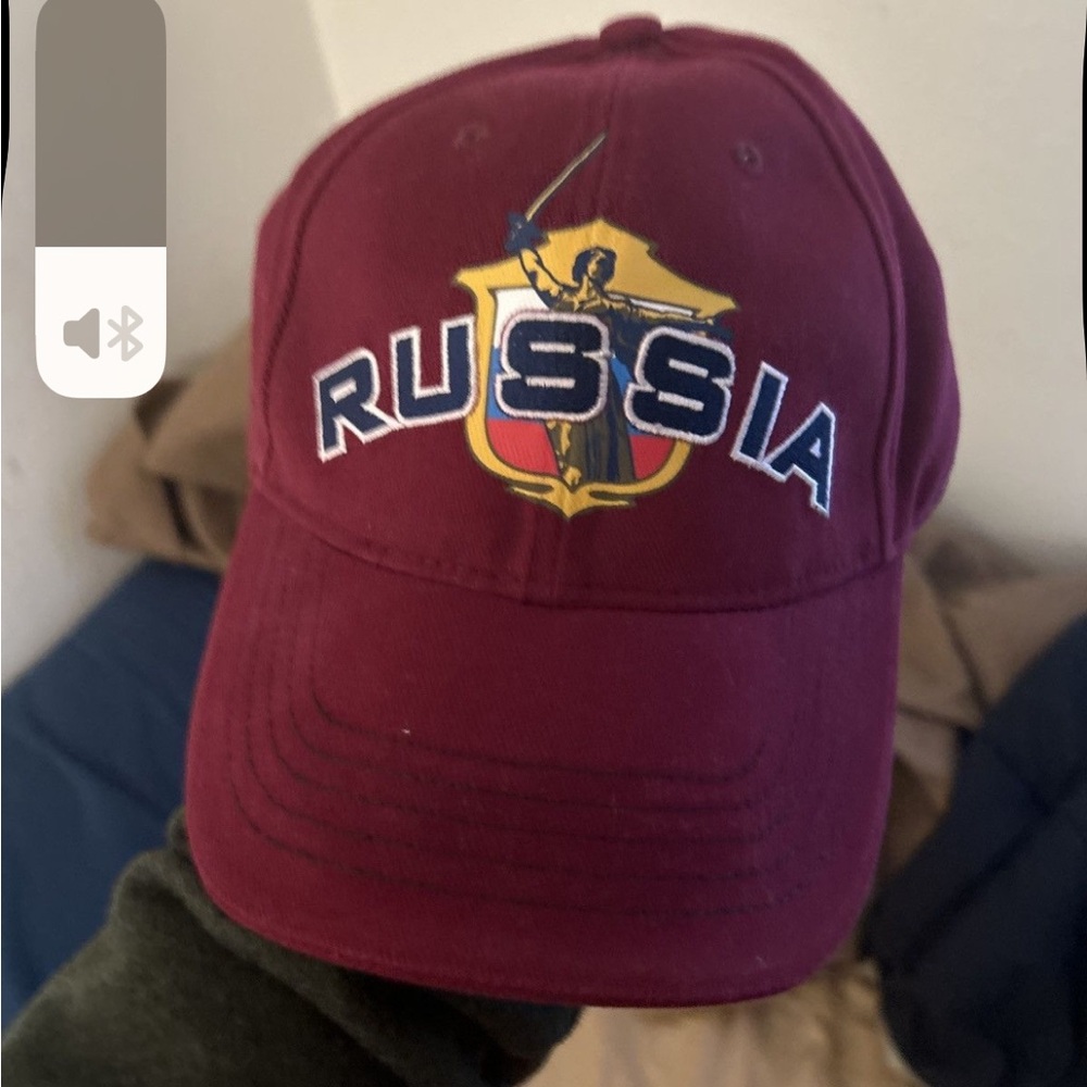 Source Unknown Burgundy Russia Emblem Cap